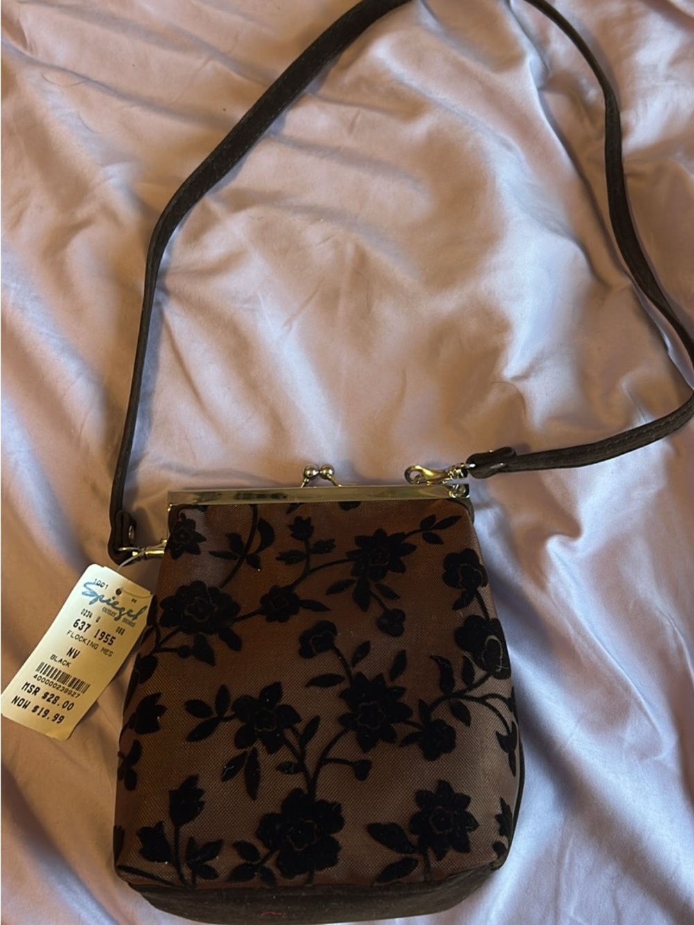 Maroon Floral Velvet Vintage Bag